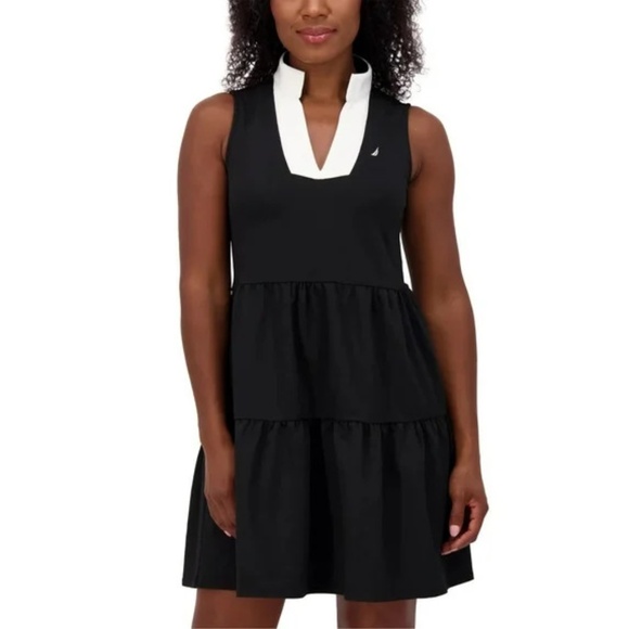 NWOT Nautica Jeans Women's Tiered black Dress summer fall spring - Picture 1 of 3